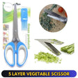 5 Layer Vegetable Scissors ? Stainless Steel Blades with Comfortable Plastic Handle
