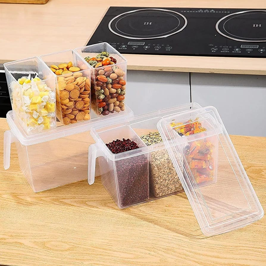 With 3 Pcs Detachable Boxes Food Storage Container With Handle And Lid