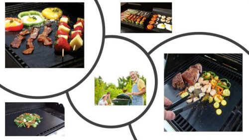 BBQ Grill Mat Set of 3 - 100% Non-Stick Baking Mats for Grilling Accessories