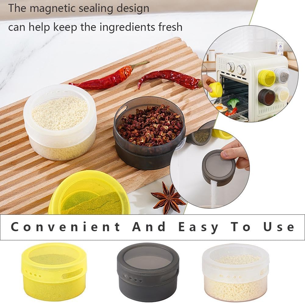 3 Pc Magnetic Spice Tins | Stainless Steel Spice Jars with Transparent Lid | Magnetic Spice Containers for Refrigerator, Wall, Kitchen Cabinet | Herb & Seasoning Storage Organizer