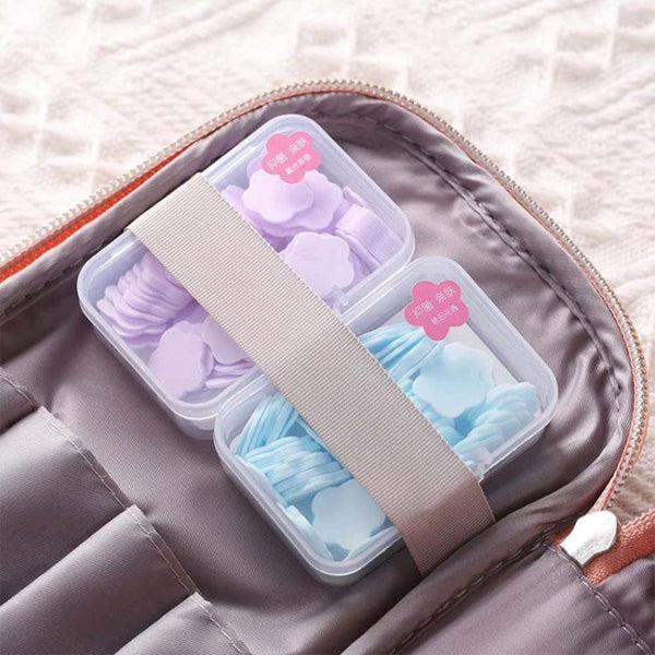 Mini Portable Travel Paper Soap Sheets – Disposable Soap Flakes for Hand Wash, Foot & Hand Care, Toiletry Cleansers