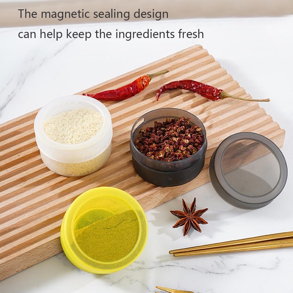 3 Pc Magnetic Spice Tins | Stainless Steel Spice Jars with Transparent Lid | Magnetic Spice Containers for Refrigerator, Wall, Kitchen Cabinet | Herb & Seasoning Storage Organizer