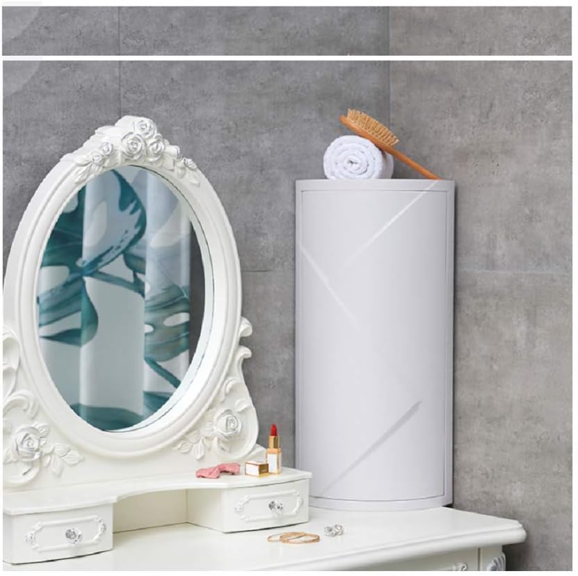 Rotating Triangle Wall-Mounted Bathroom Shelf β White Plastic Corner Storage Rack β Dustproof Organizer for Bathroom & Kitchen