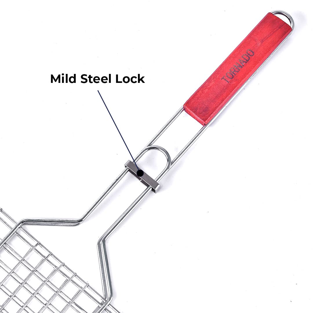 BBQ Grill Basket with Wooden Handle β Non-Stick Grilling Pan for Meat, Vegetables & More