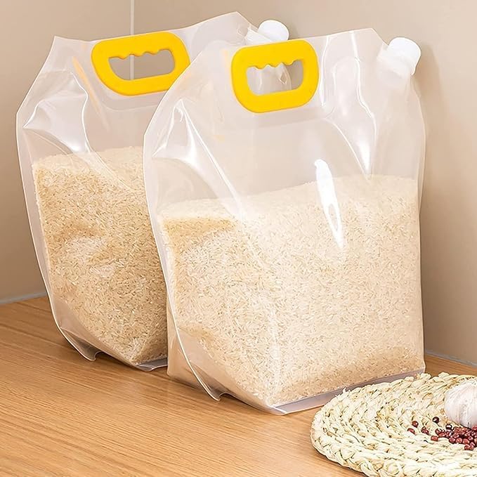 3 Litre Airtight Grain Storage Bags | Resealable Food Storage Pouches | Refrigerator-Friendly Moisture Proof Bags with Handle