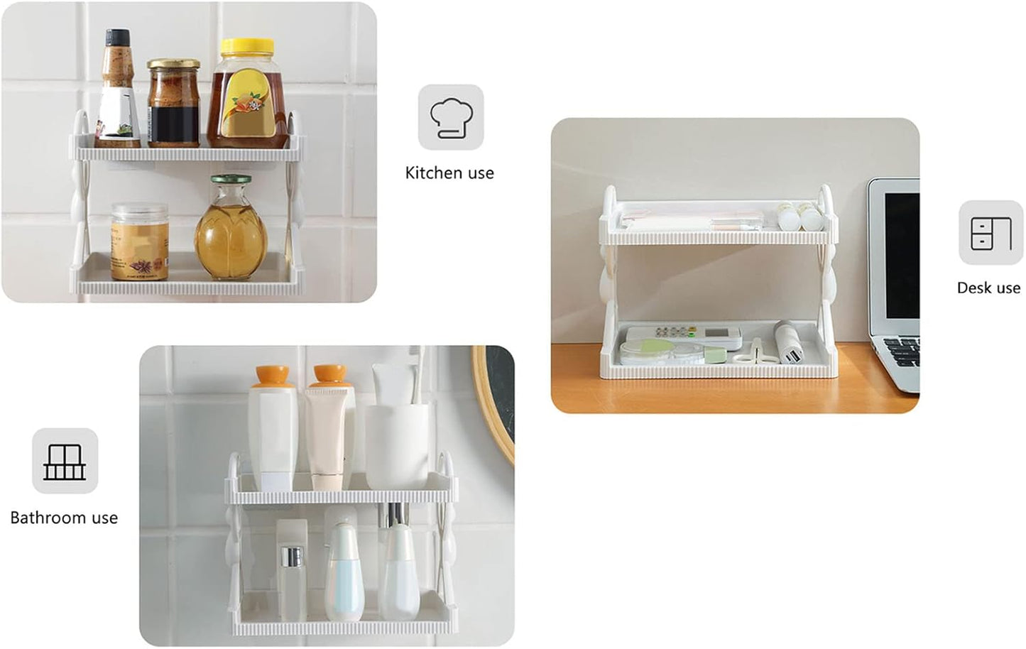 3 Layer Character Wall Shelves | Multi-Purpose Kitchen & Bathroom Cabinet Shelf Organizer | Simple Style Worktop Storage Racks for Home & Office