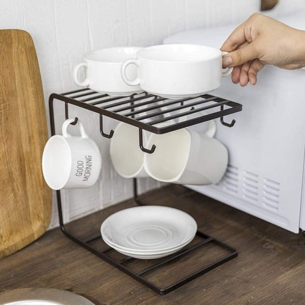 metal mug stand, mug holder, cup holder rack, kitchen countertop organizer, coffee bar accessories, 2 tier mug rack, coffee mug holder, storage base stand