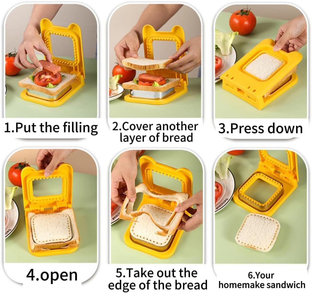 Sandwich Cutter and Sealer | DIY Square Pocket Sandwich Maker | Uncrustables Cutter Tool β Multicolor