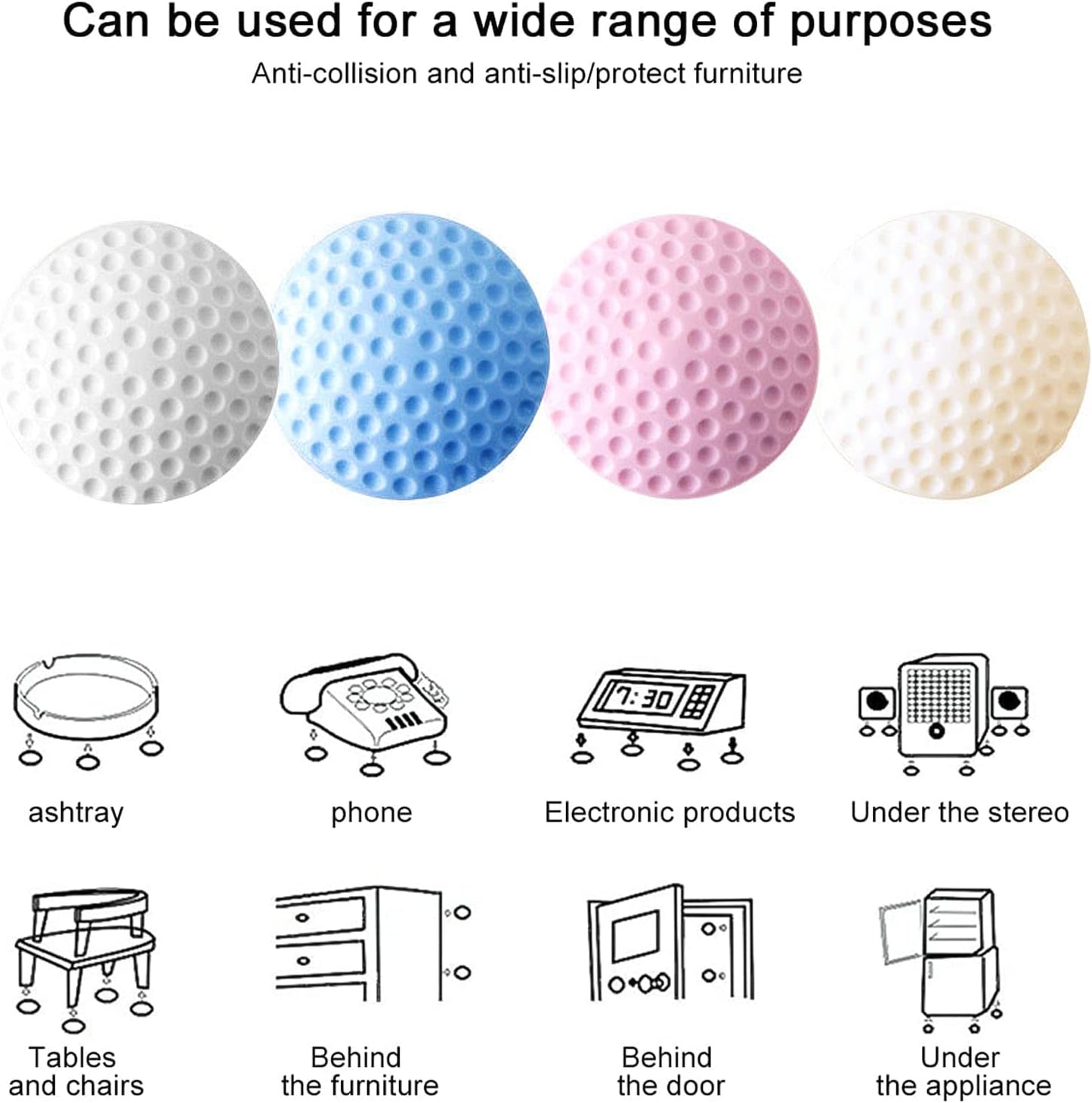 Silicone Door Bumper (5 Pcs Set) – Wall Protector & Door Handle Stopper | Self-Adhesive Clear Knob Pads | Round Wall Shield Cushion