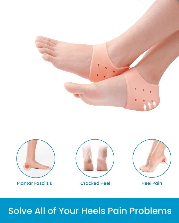 heel cups for heel pain, plantar fasciitis heel support, silicone heel protectors, heel cushions for bone spur, shock absorbing heel pads, orthopedic heel support, heel spur inserts, foot pain relief.