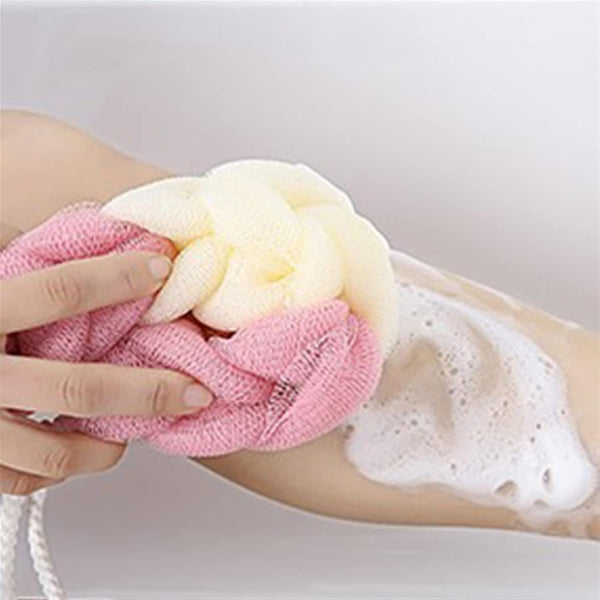 Dry Brushing Long Stretch Bath Sponge Back Scrubber – Body Cleaning Net Pull Brush Strip | Shower & Bathroom Supplies