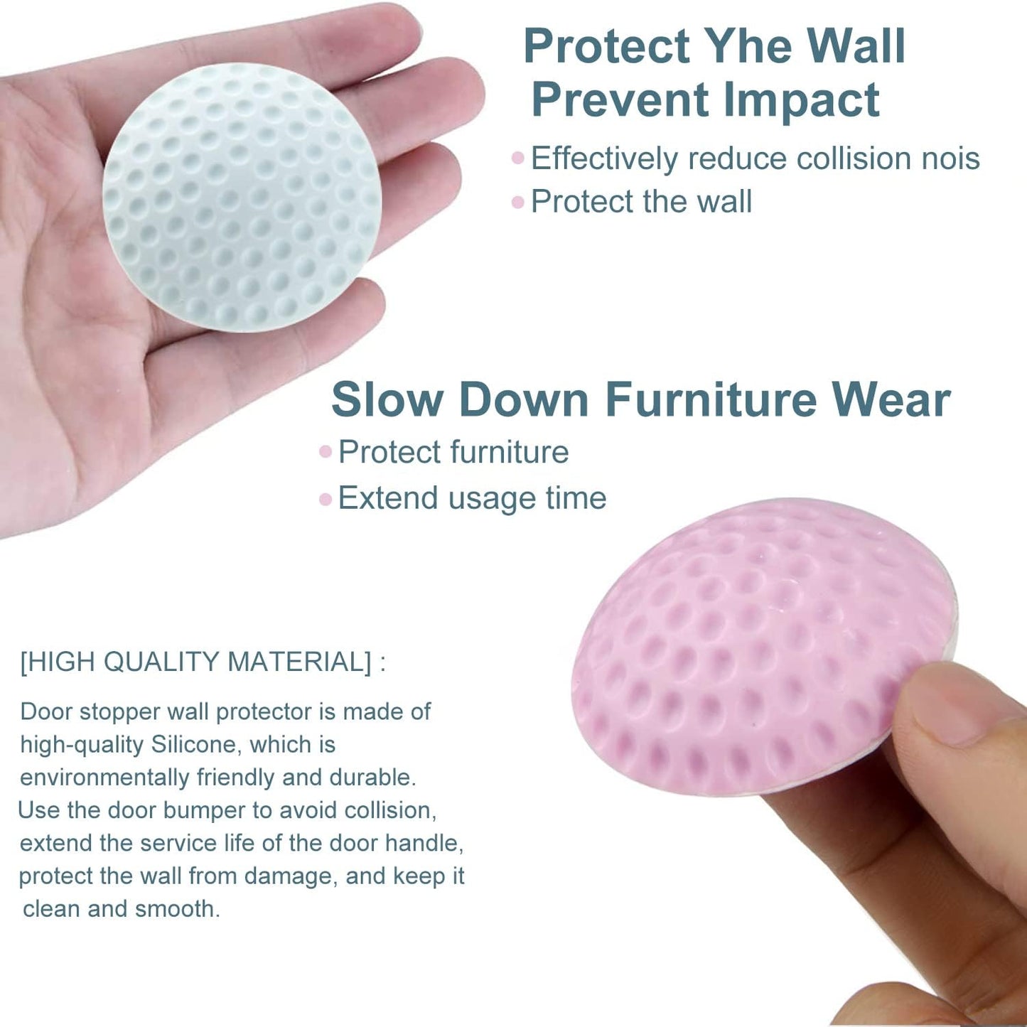 Silicone Door Bumper (5 Pcs Set) – Wall Protector & Door Handle Stopper | Self-Adhesive Clear Knob Pads | Round Wall Shield Cushion