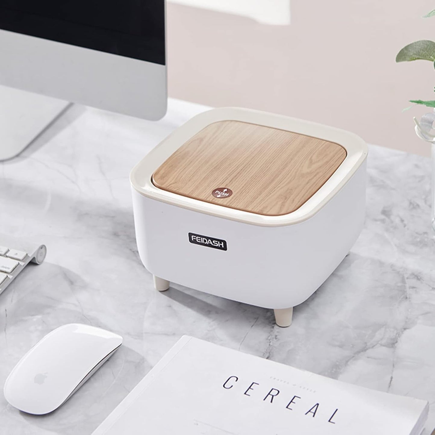 Mini Square Dustbin with Lid | Compact Tabletop Trash Can for Desk