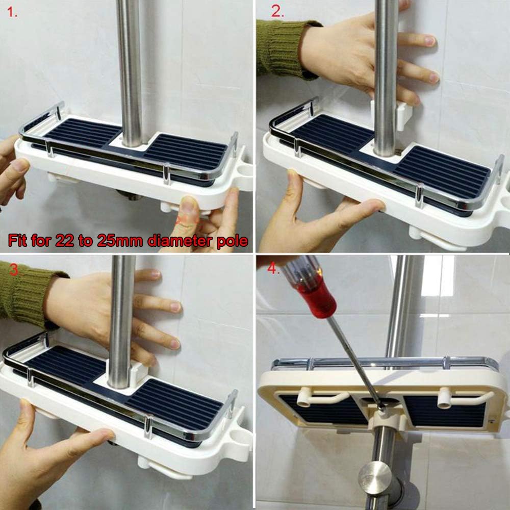Bathroom Shower Shelf Caddy Shampoo & Conditioner Holder for Shower Rail Rust-Resistant Bathroom Organizer Rack