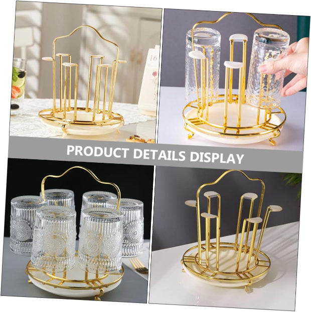 iron cup stand, tea cup holder, coffee mug organizer, round cup stand, bottle drying rack, kitchen cup organizer, tea party accessories, mug holder rack, table cup stand, kitchen supplies.