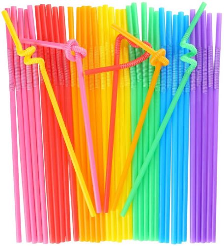 Flexible Colorful Drinking Straw Pack OF 100 - Multi color