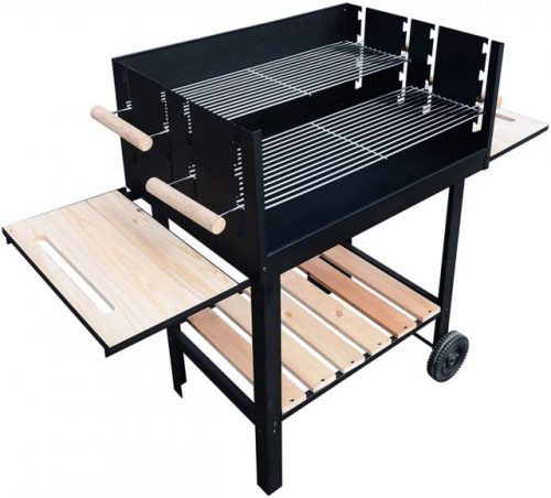 Portable Outdoor BBQ Grill Charcoal Grill Rack Smoker with Wheels