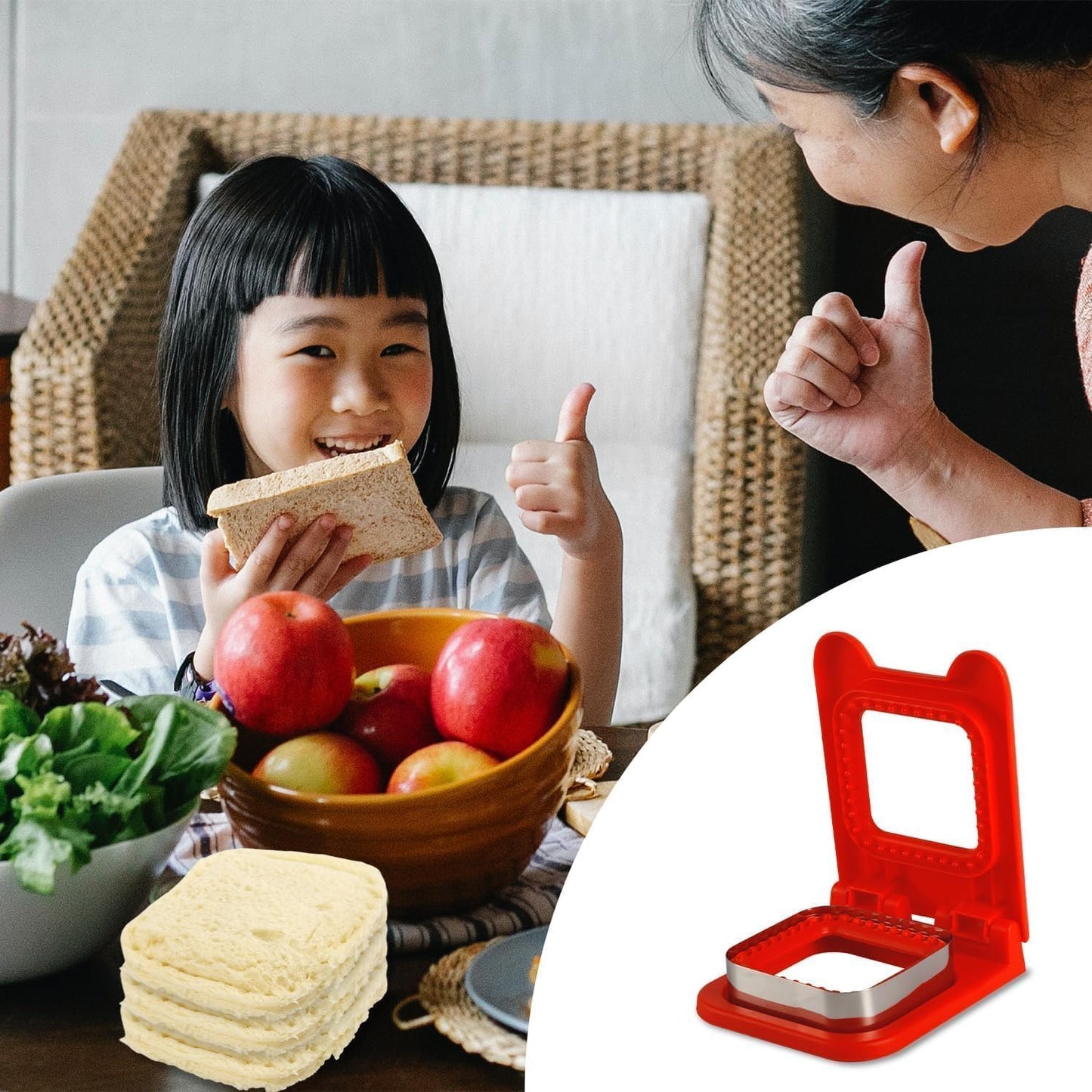 Sandwich Cutter and Sealer | DIY Square Pocket Sandwich Maker | Uncrustables Cutter Tool β Multicolor