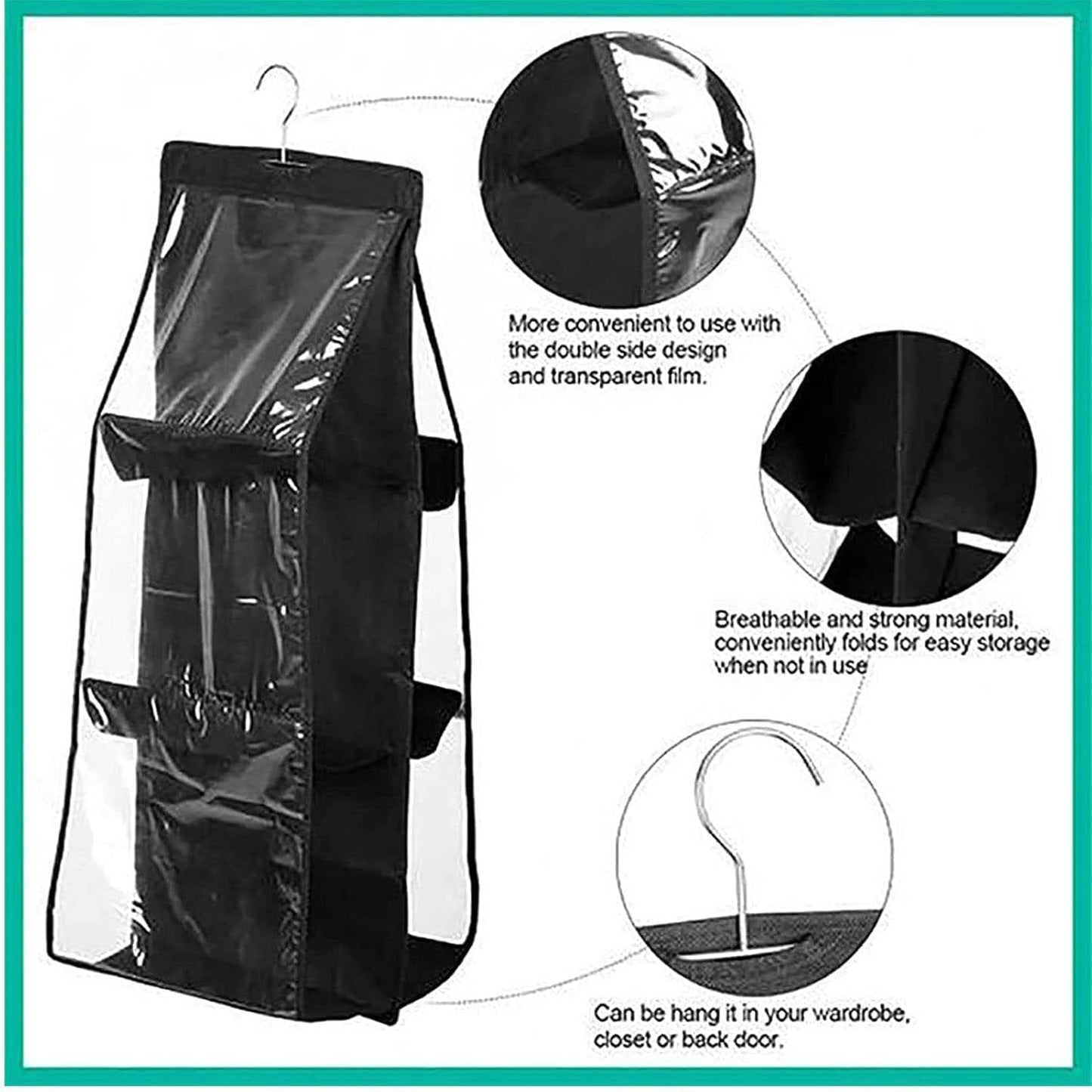 6-Pocket Reversible Hanging Organizer | Closet Hanging Tote with Dual-Sided Storage for Garments, Pants, Accessories & More