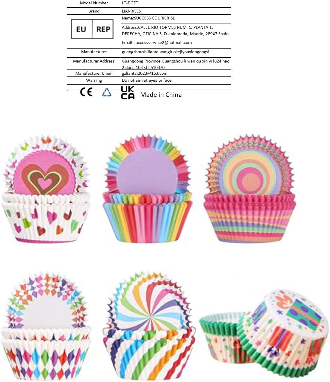 100 Pcs Food-grade Paper Cupcake Cups Rainbow Cupcake Liners