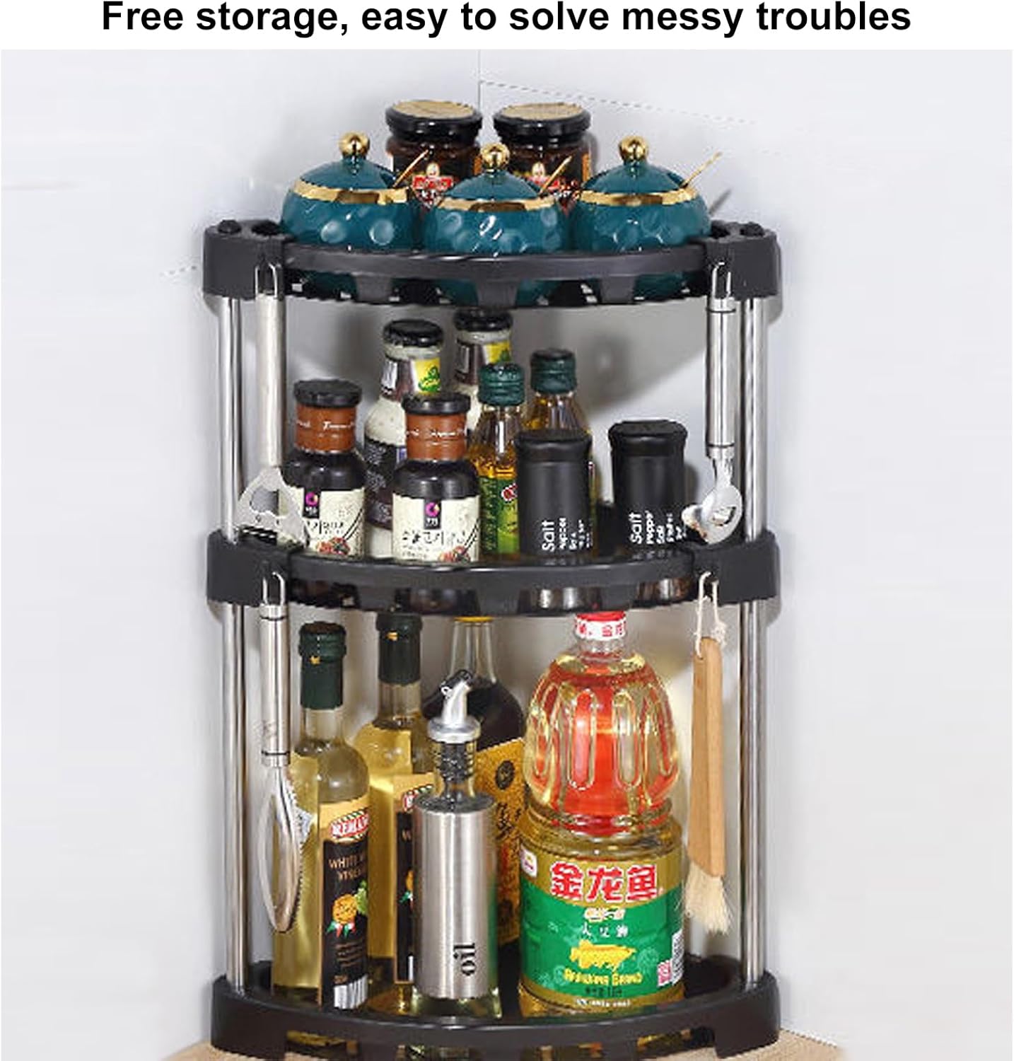 Multifunctional Kitchen Corner Storage Rack β Plastic Triangular Shelf Organizer with Multi-Layer Design for Condiments, Spices & Utensils