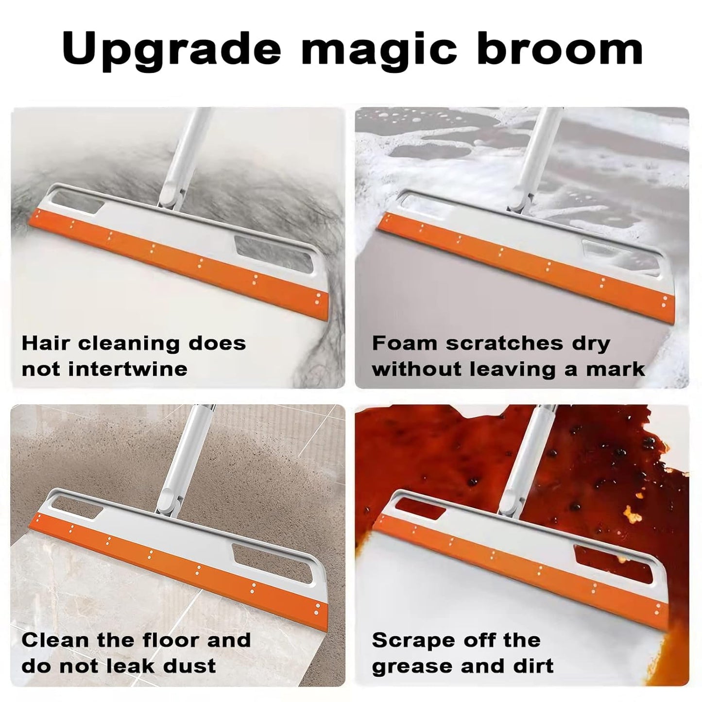 4-in-1 Floor Squeegee Magic Broom – Multifunction Sweeper, Pet Hair Remover, Glass Wiper & Floor Cleaner