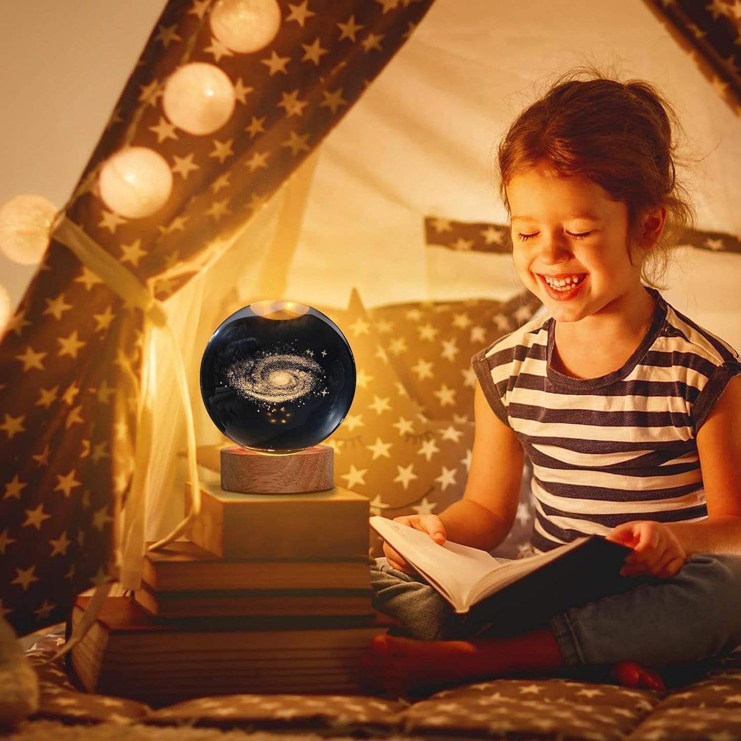 3d Crystal Globe lamp with USB LED Light | 3D Laser Engraved Planet Sphere Night Lamp | Astronomy Gift for Space Lovers, Home & Office Décor