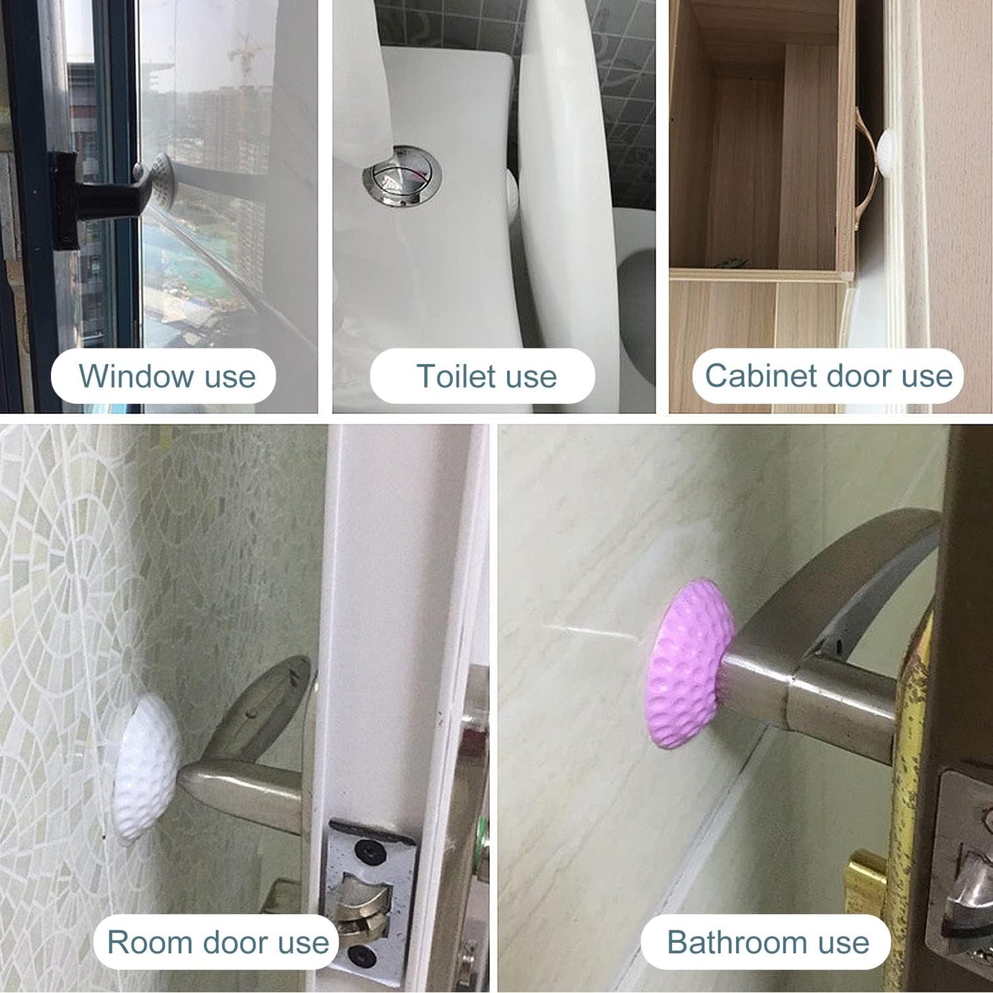Silicone Door Bumper (5 Pcs Set) – Wall Protector & Door Handle Stopper | Self-Adhesive Clear Knob Pads | Round Wall Shield Cushion