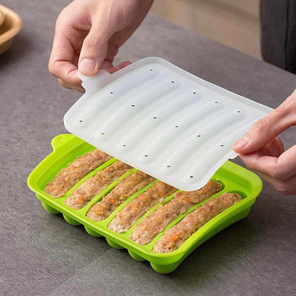 6-Grid Silicone Sausage Maker Mold with Lid β DIY Hot Dog, Ham & Cake Mould for Kitchen Use β Non-Stick Baking & Cooking Tool for Homemade Sausages