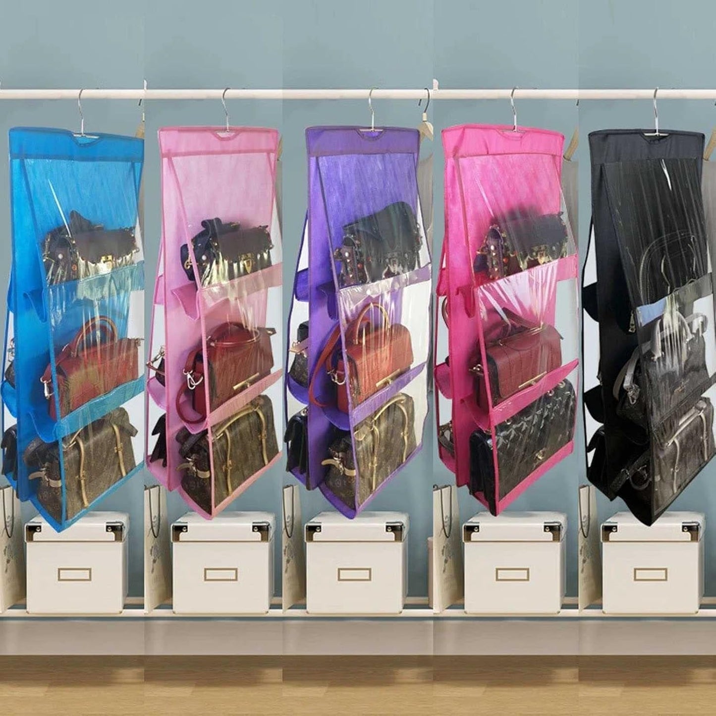 6-Pocket Reversible Hanging Organizer | Closet Hanging Tote with Dual-Sided Storage for Garments, Pants, Accessories & More