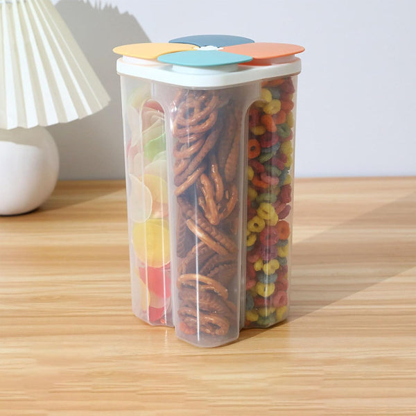 cereal dispenser, rice dispenser, food storage container, grain dispenser, kitchen organizer, airtight container, multi compartment box, pantry storage, cereal keeper, space saving container