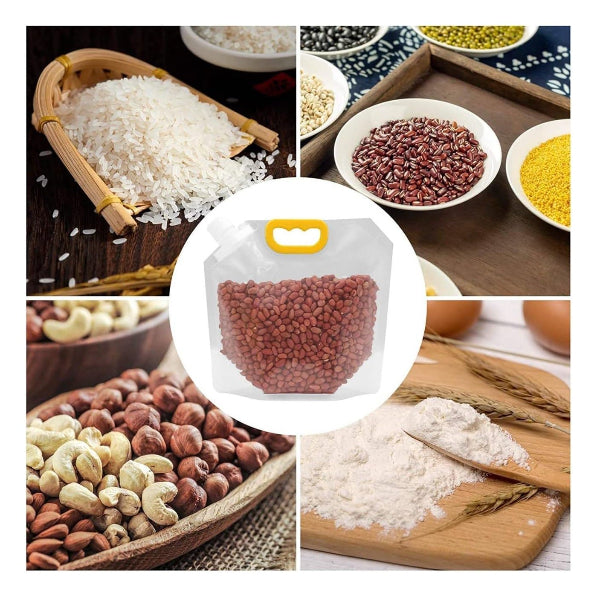3 Litre Airtight Grain Storage Bags | Resealable Food Storage Pouches | Refrigerator-Friendly Moisture Proof Bags with Handle