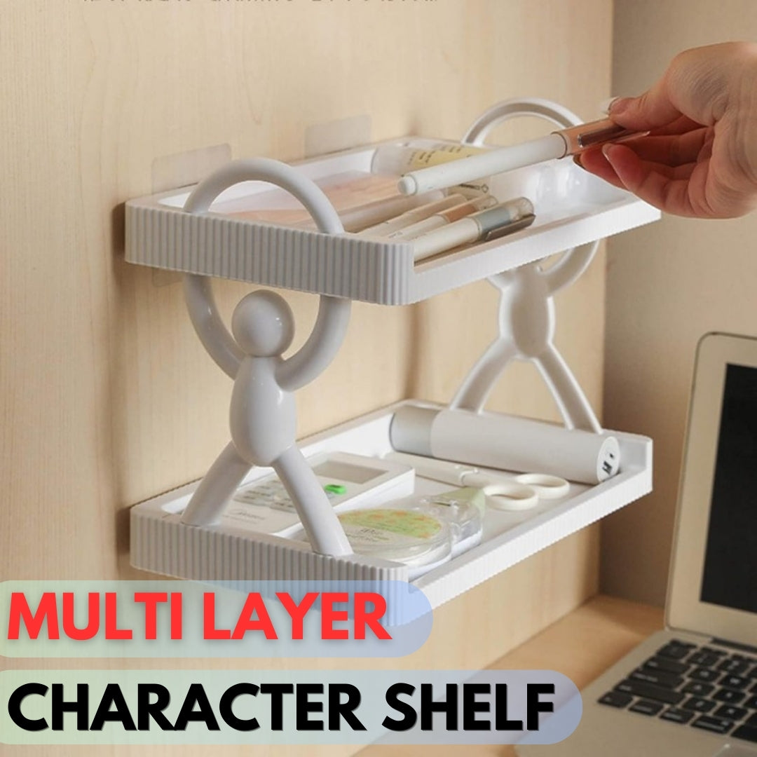 wall mounted shelf, multi-layer shelf, kitchen storage rack, bathroom organizer, multipurpose wall shelf, space saving shelf, simple style shelf, storage rack for small spaces, character shelf organizer.