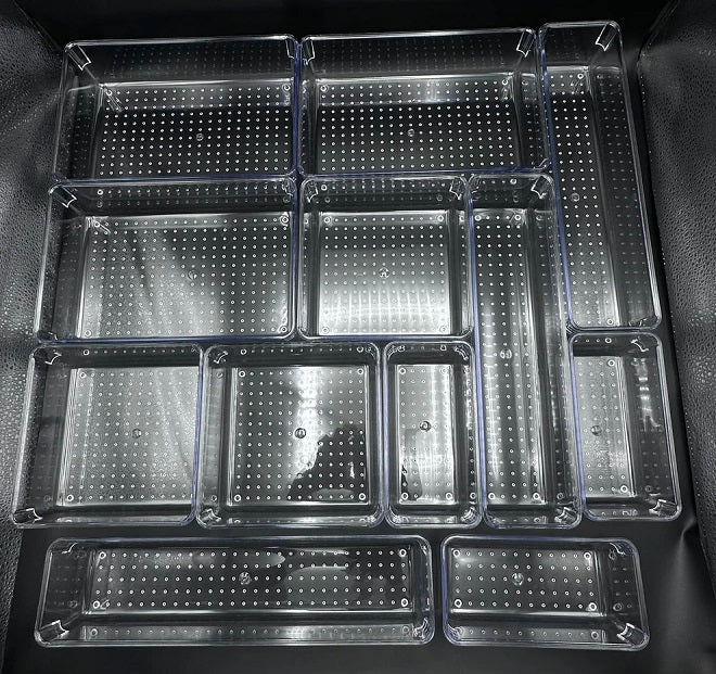 New Elegant Clear Acrylic Drawer Organizer for Kitchen, Jewelry, Makeup, Office & Bathroom ? Space-Saving Multi-Purpose Storage Divider