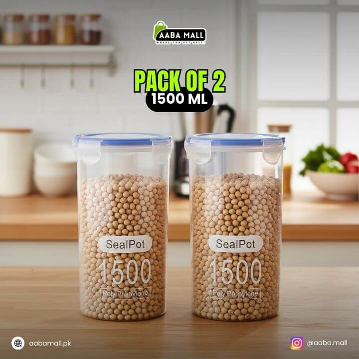Airtight Food Storage Jar (Pack of 2/3) Multicolor | Lock & Lock Lid | Food Jar for Pulses, Cereal, Dry Fruits & Snacks (1000ML & 600ML)