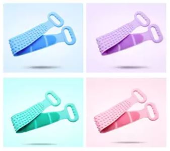 Body Wash Silicone Body Scrubber Belt Double Side Shower Belt