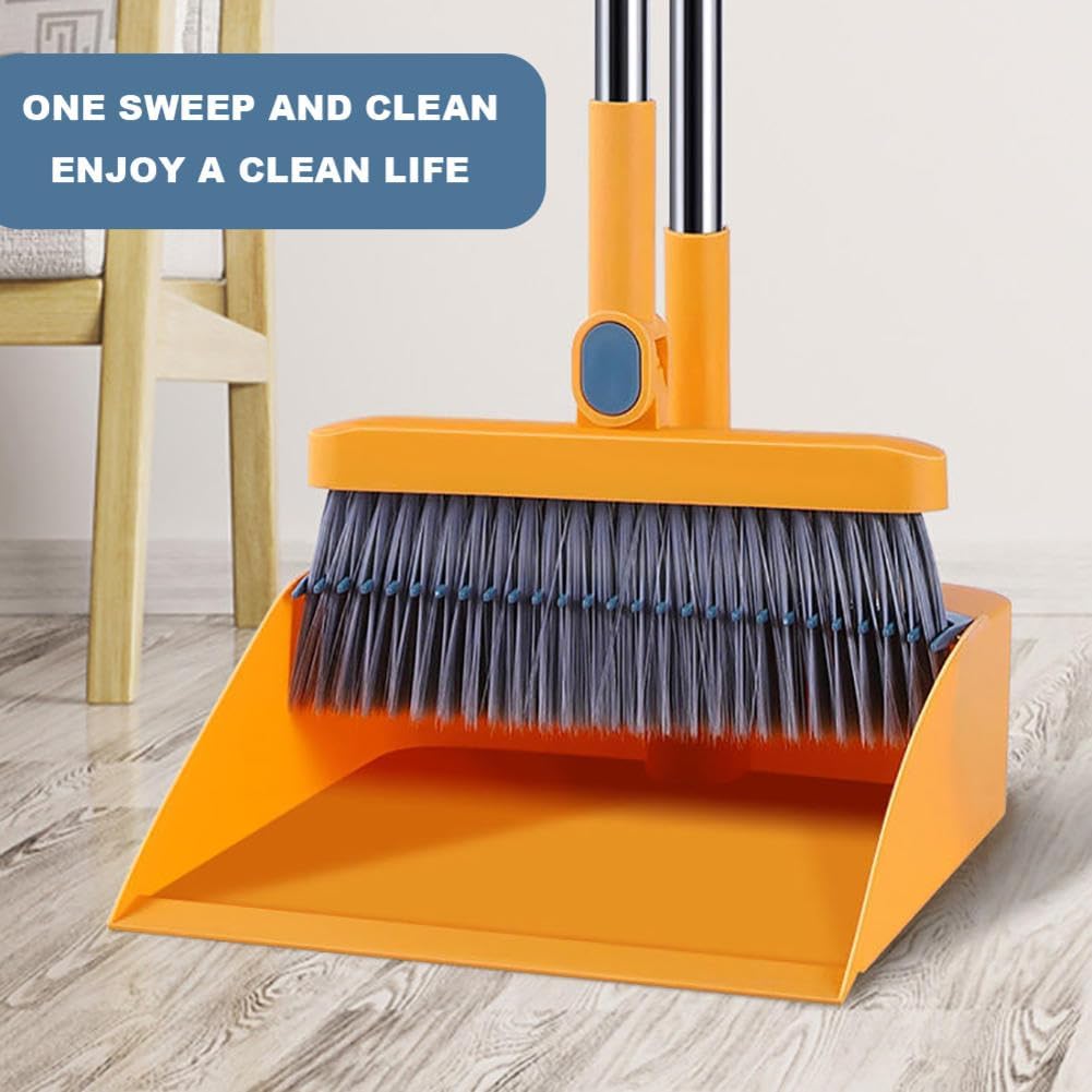 Broom and Dustpan Set with Long Handle