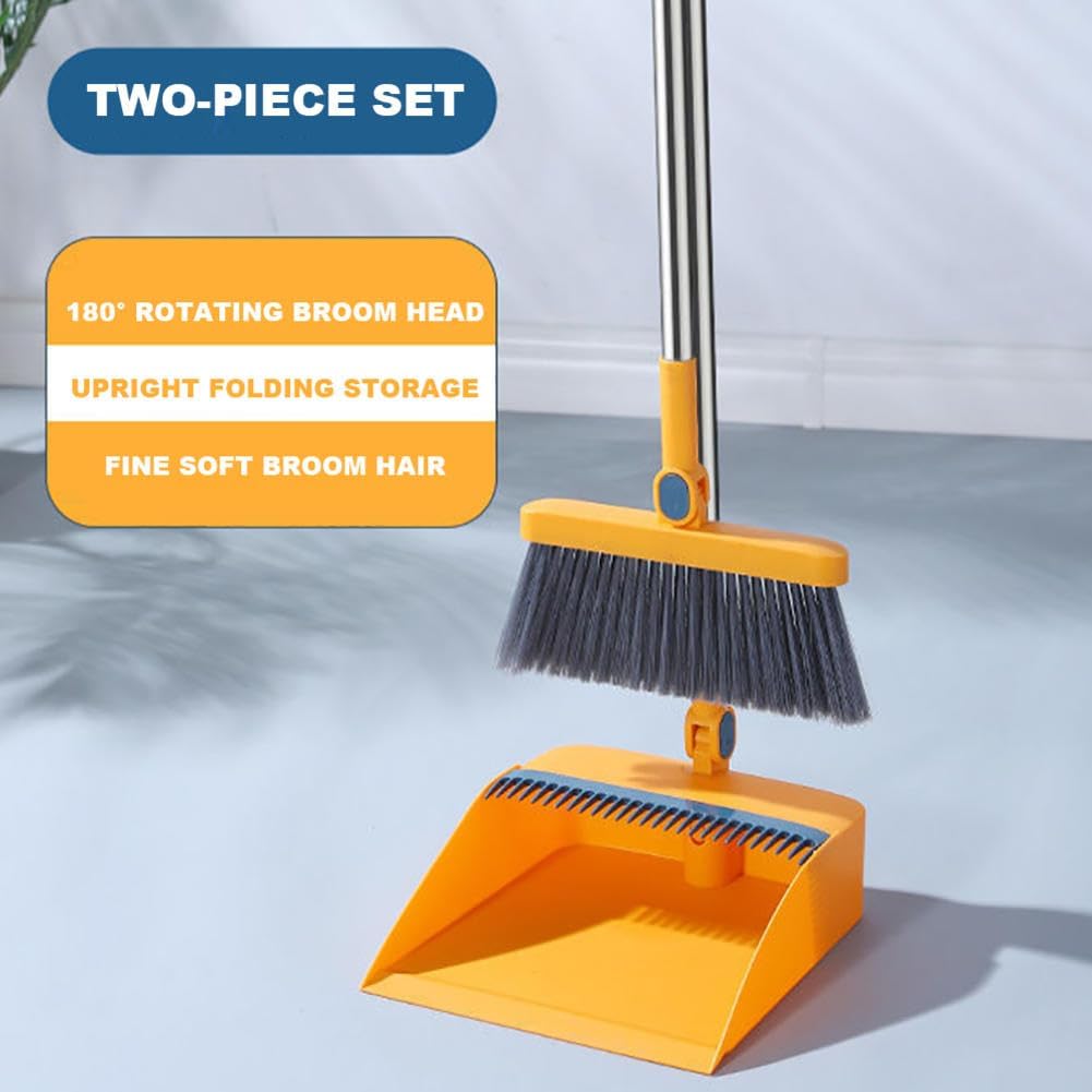 Broom and Dustpan Set with Long Handle