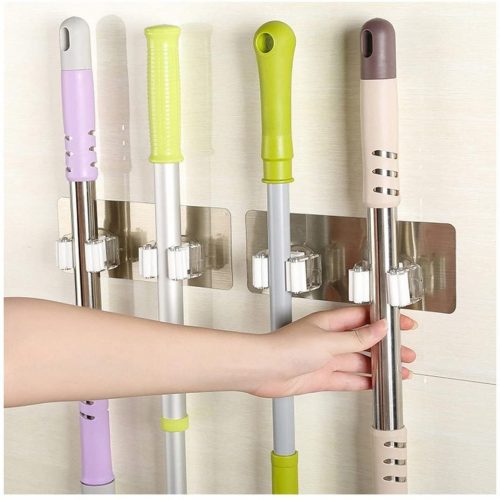 Brush Broom Hanger Storage Rack Wall Mounted Storage Mop Holder Kitchen Organizer with Mounted Accessory Hanging Cleaning Tools