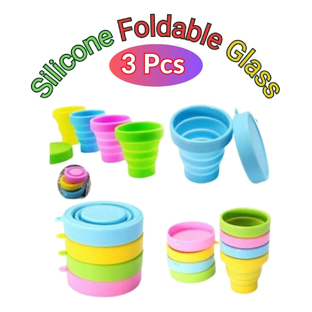 3 Pcs Silicone Portable Foldable Glass Cup