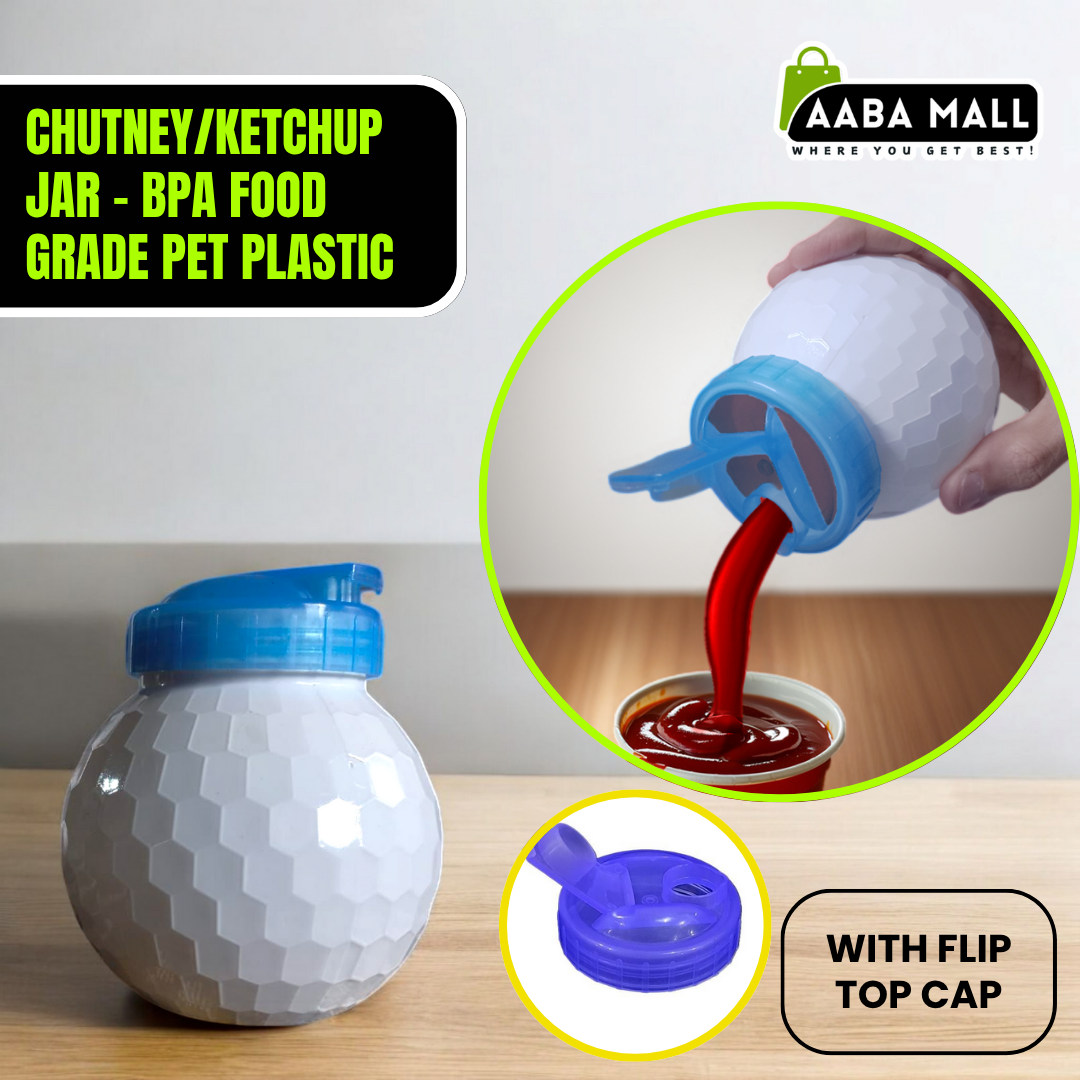 Chutney/Ketchup Jar | BPA-Free Food Grade PET Plastic Container | Safe & Durable Storage Jar for Sauces, Dips & Condiments