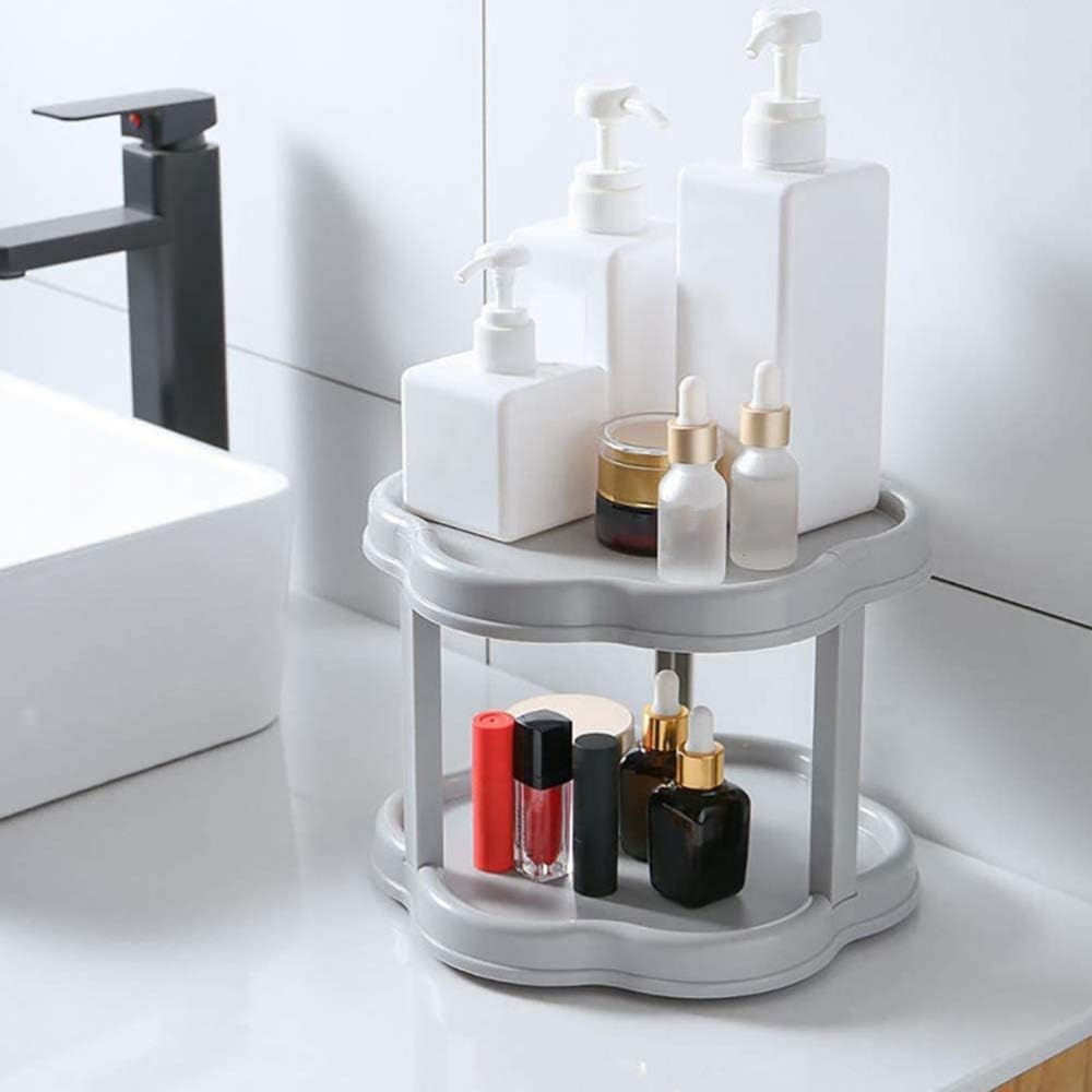 Condiment Storage Rack - 2 Tier Turntable Cabinet Organizer