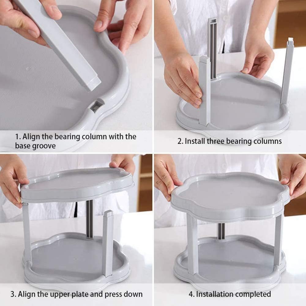Condiment Storage Rack - 2 Tier Turntable Cabinet Organizer