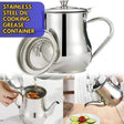Stainless Steel Oil & Cooking Grease Container with Fine Mesh Strainer | Kitchen Oil Keeper