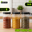 Cubic 1KG Plastic Jar - Premium Airtight Food Storage Container | BPA-Free Transparent Kitchen Organizer