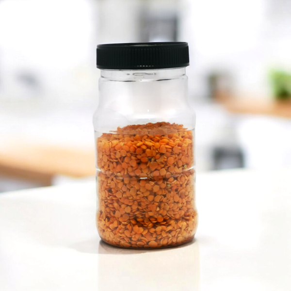 cylinder jar, 250gm jar, plastic container, airtight jar, food storage jar, BPA free jar, transparent jar, spice jar, dry fruit jar, kitchen organizer