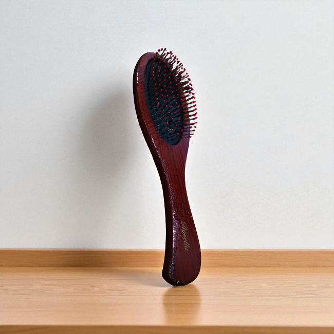 Large wooden paddle hair brush with soft, anti-frizz bristles for gentle detangling and grooming of long, thick hair