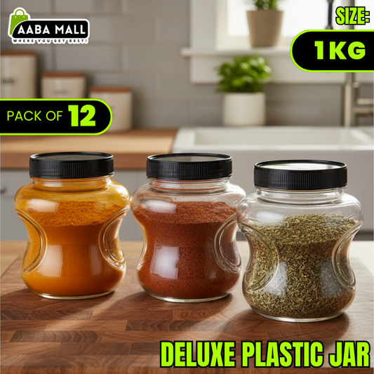 deluxe jar, 1kg jar, plastic container, airtight jar, food storage jar, kitchen organizer, BPA free jar, transparent jar, snack jar