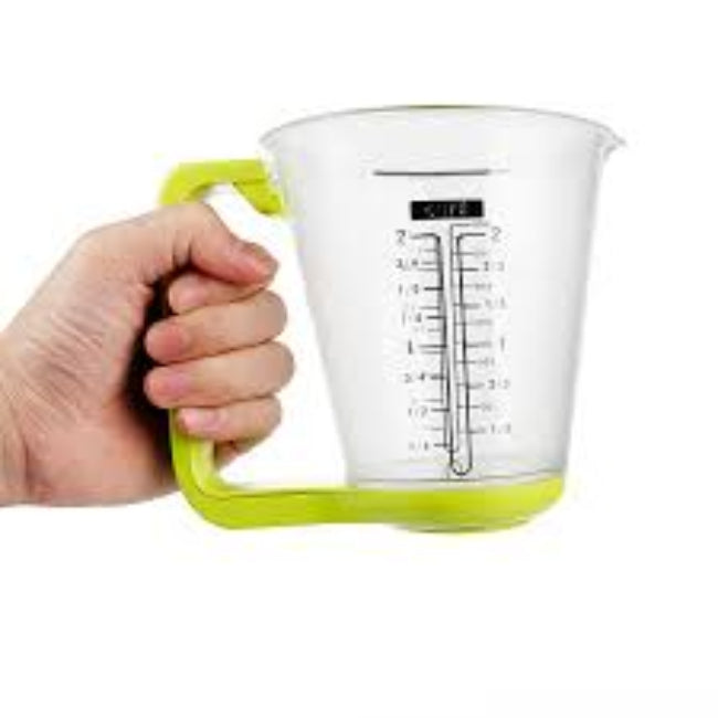 Digital measuring jug scale with LCD display, 2-in-1 kitchen tool for weighing and measuring liquid and dry ingredients accurately in baking