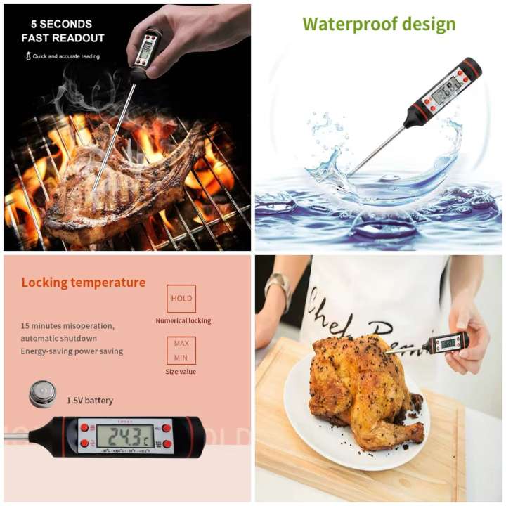 Meat Food Candy Digital Temperature Thermometer With Long Probe Cooking Kitchen BBQ Grill Liquids Milk Yogurt Deep Fry Roast Baking
